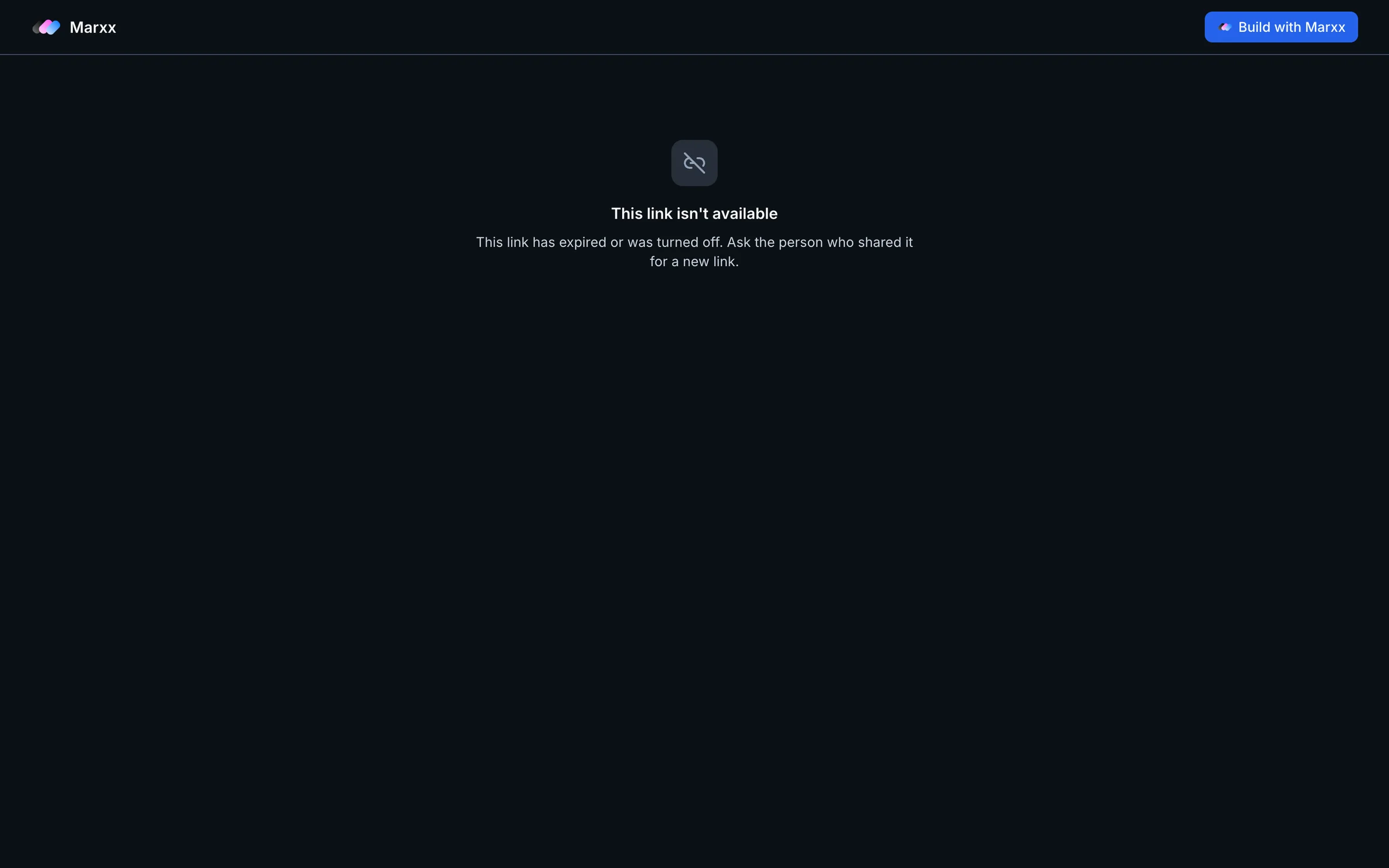 The page This link isn't available, shown when a shared link has expired or was turned off