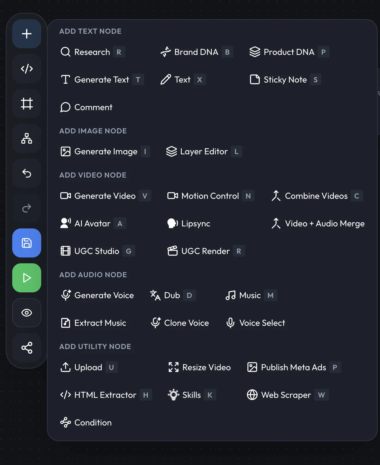 Node library panel